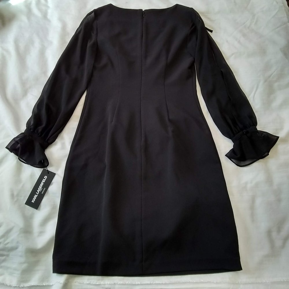 KARL LAGERFELD Chiffon Split Sleeve Sheath Dress - Picture 4 of 8